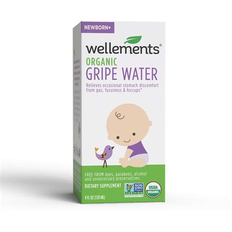 Wellements Organic Gripe Water, 4 Fl Oz, Eases Baby's Stomach ...