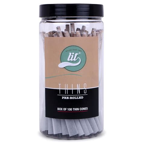 LIT Thins Brown Jar Unbleached and Pure Rice Rolling Papers Cone(100 ...