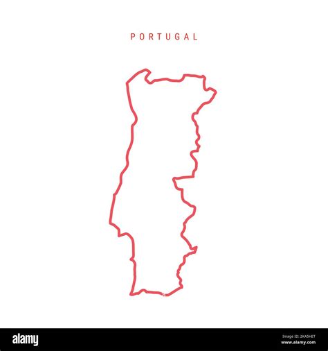 Portugal outline map. Portuguese red border. Country name. illustration Stock Photo - Alamy