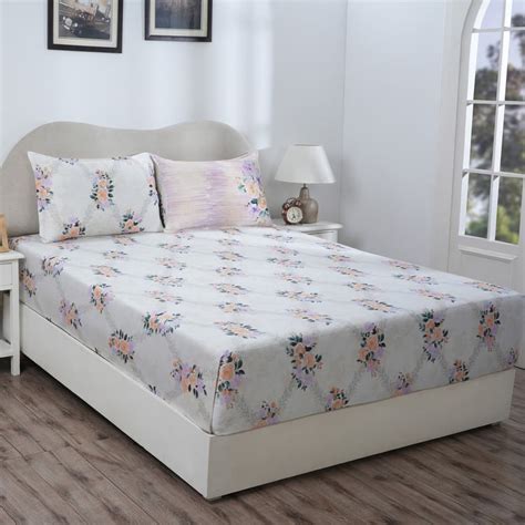 Buy MASPAR Hermosa Cotton 300TC Printed 3Pcs King Fitted Bedsheet Set ...