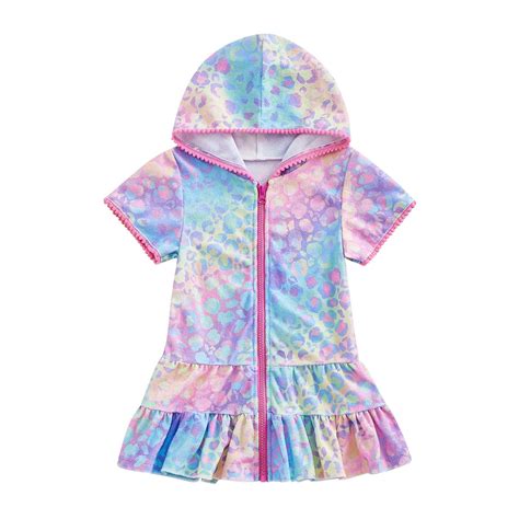 Penkiiy Girls Swim Cover Up Kids Swimsuit Coverup Zip-Up Beach Bathing ...