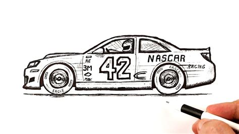 How to draw a NASCAR race car - YouTube
