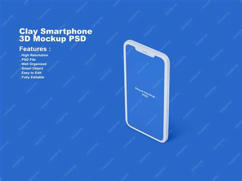 Premium PSD | Smartphone screen mockup 3d clay render