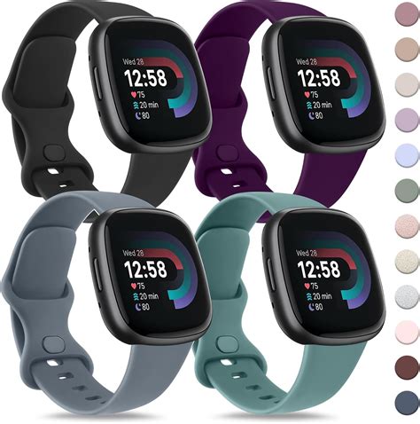 Amazon.com: 4 PACK Bands Compatible with Fitbit Versa 4 & 3 Bands/Sense ...