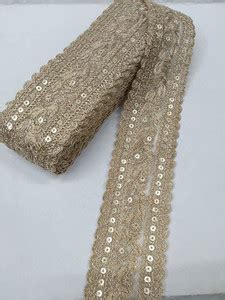 DEEP'S CREATION New Sequence Work Lace for Borders (9 x 2.5 Inch) (Gold ...