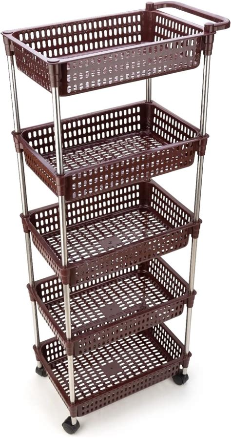 Privesh Plastic-Stainless Steel Fruit & Vegetable 5 Stand Kitchen ...