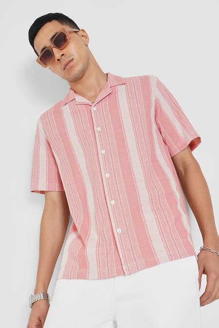 Mauve Striped Resort Shirt - Selling Fast at Pantaloons.com