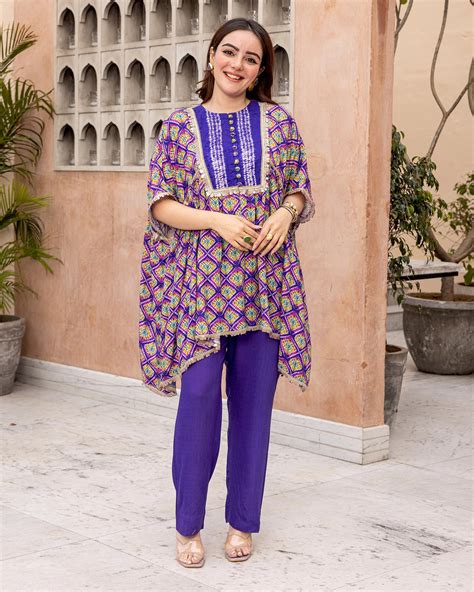 Buy Purple Tie Dye Kurta Set Online in india – Ambraee
