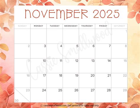 Cute 2025 Free Printable Monthly Calendars - Cassie Smallwood