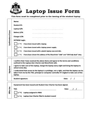 Laptop Issue Form To Employees - Fill and Sign Printable Template Online