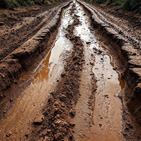 Détail de la route boueuse | Image générée à base d’IA