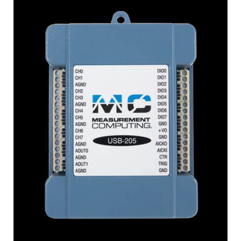 MCC USB-205 12-bit, 500 kS/s Single Gain Multifunction USB DAQ Device ...