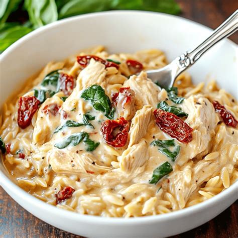 Slow Cooker Creamy Tuscan Chicken Orzo