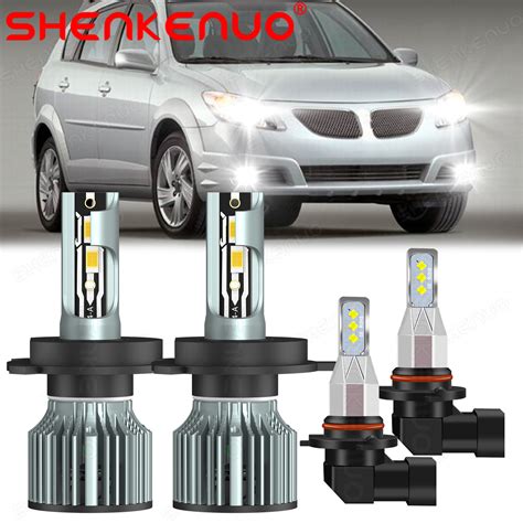 4X LED H4 Headlight Bulbs Hi/Lo Beam 9006 Fog Lights For Pontiac Vibe ...