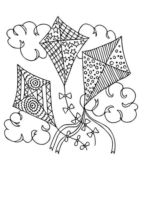 Kite Coloring Page Printable Printable Coloring Pages Spring Coloring ...