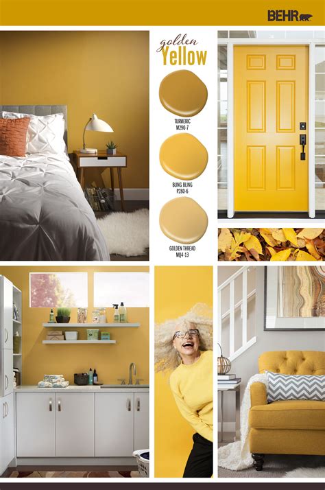 Golden Yellow Color Palette | Colorfully BEHR | Yellow painted walls ...