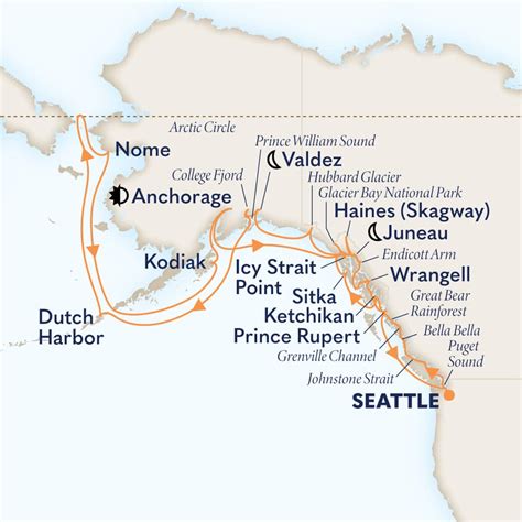 28-DAY LEGENDARY ALASKA ARCTIC CIRCLE SOLSTICE Cruise Itinerary | Holland America