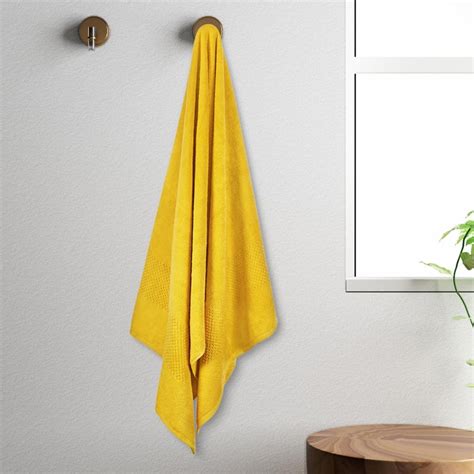 Buy SPACES Swift Dry Yellow Textured Cotton Bath Towel - 75x150cm from ...