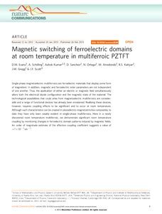 Magnetic switching of ferroelectric domains at room temperature in ...
