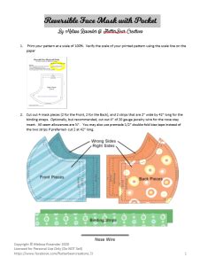 Image result for Reversible Face Mask Free Pattern