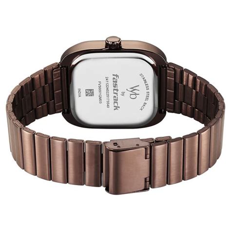 Buy Online Fastrack Vyb Maverick Quartz Analog Brown Dial Metal Strap ...
