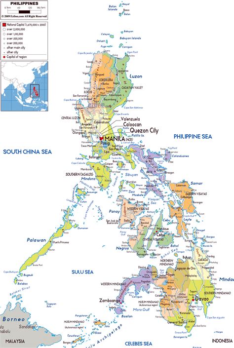 Large political and administrative map of Philippines with roads, cities and airports ...