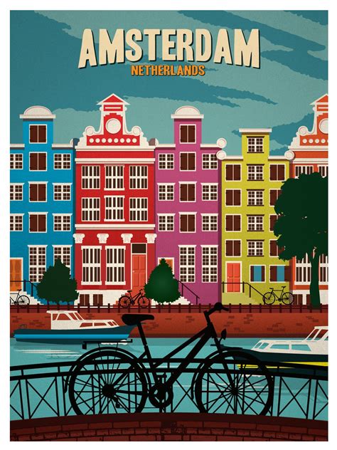 Vintage Amsterdam Poster by IdeaStorm Media | Vintage travel posters ...