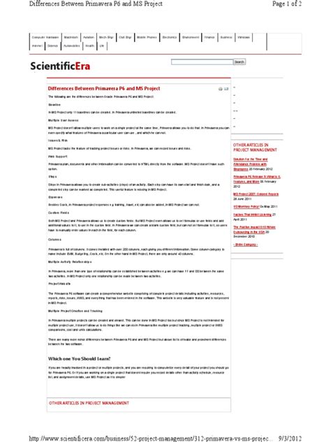 Image result for Primavera vs MS Project