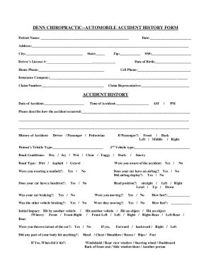 Fillable Online AUTO ACCIDENT INITIAL HISTORY FORM - PatientPop.com Fax ...