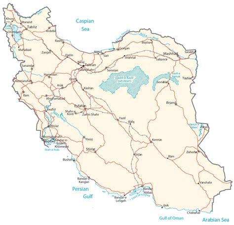 Iran Map - Cities and Roads - GIS Geography