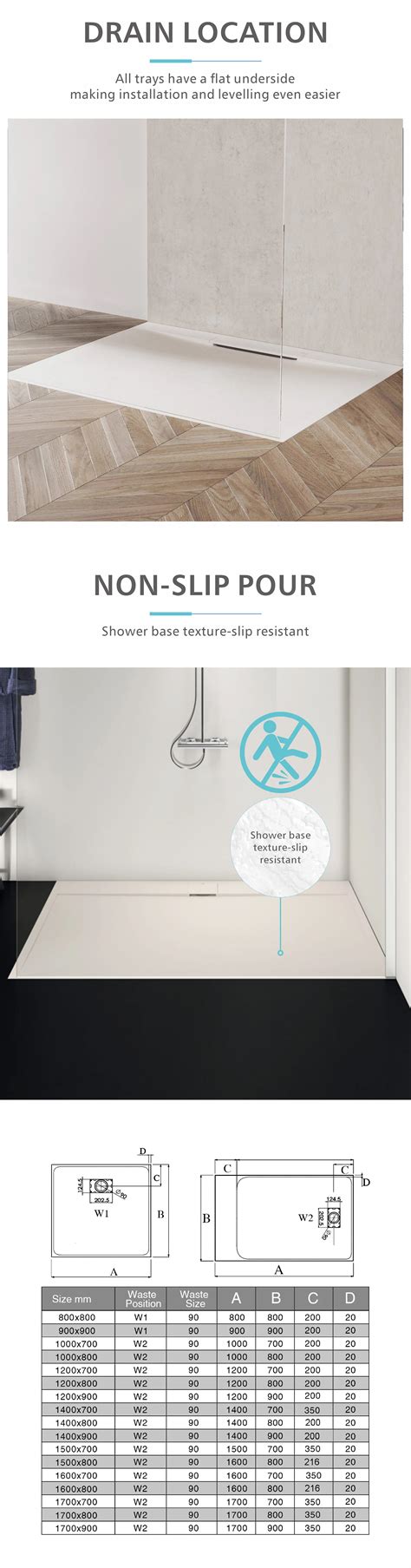 Modern 32" X 60" X 4" SMC Shower Tray Base Waterproof with Marble ...