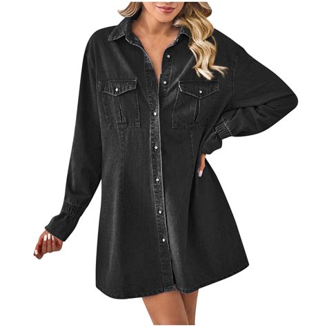 CaComMARK PI Denim Shirt Dress Women - Denim Dress for Women with ...