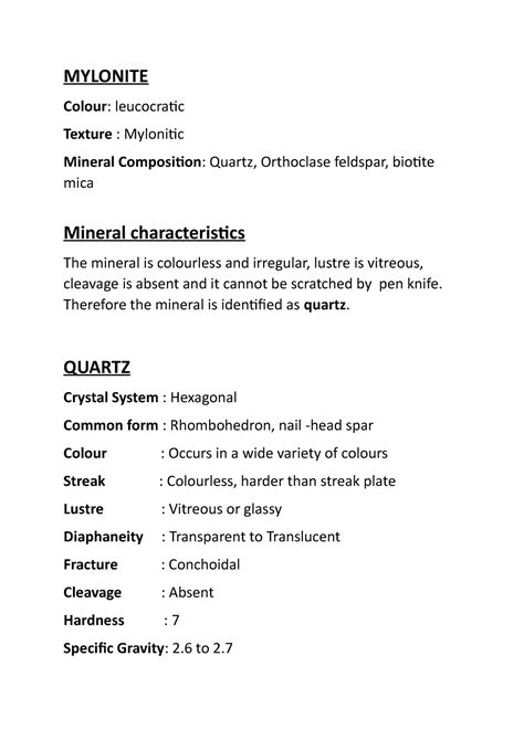 Mylonite - MYLONITE Colour : leucocratic Texture : Mylonitic Mineral ...