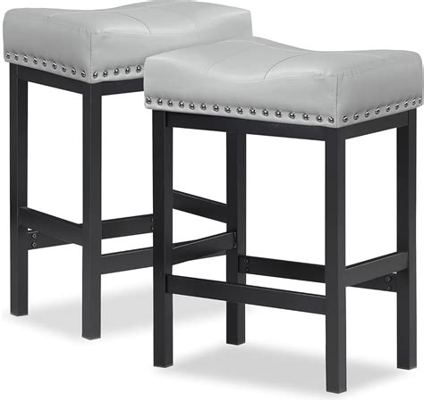 OUllUO Black Bar Stools Set of 2, 24" Counter Height Bar stools Grey ...