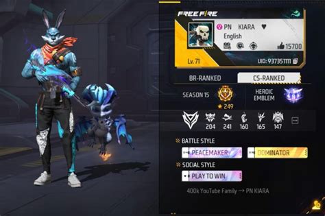 PN Kiara's Free Fire MAX ID, stats, headshots, and YouTube earnings