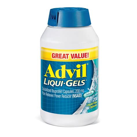 Advil Liqui-Gels, 200mg Ibuprofen, Pain Relievers and Fever Reducer ...
