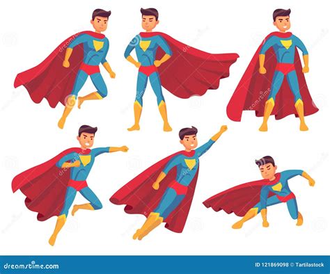 Cartoon Superhero Character. Muscular Male Standing in Super Cool Pose ...