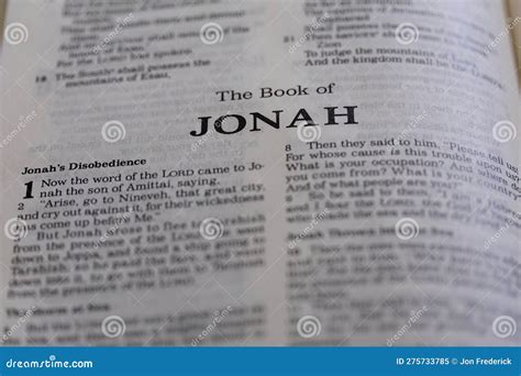 Closeup of the Book of Jonah from Bible or Torah, with Focus on the ...