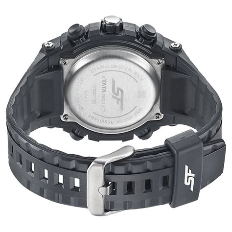 SF Quartz Analog Digital Black Dial Watch for Men