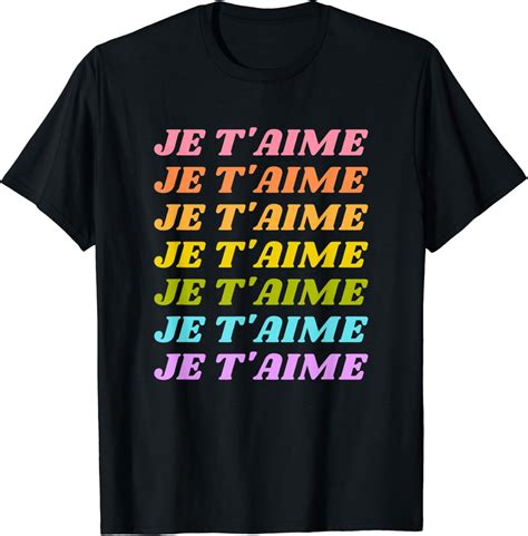 Cute Je T'Aime I Love You French Retro Aesthetic Typography T-Shirt ...