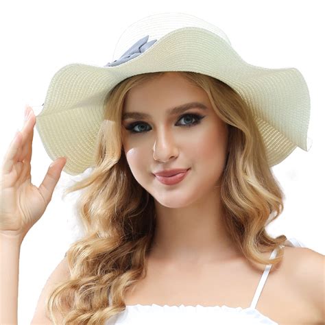 ROYAL MATRIX Women Straw Sun Hat Wide Brim UV Protection Beach Hat ...