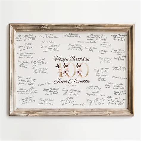 100th Birthday Guest Book Party Alternative Personalized Gold Boho ...