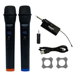 PERSANG Dual UHF Wireless Microphone | Upto 60Meter Rang | Rechargeable ...