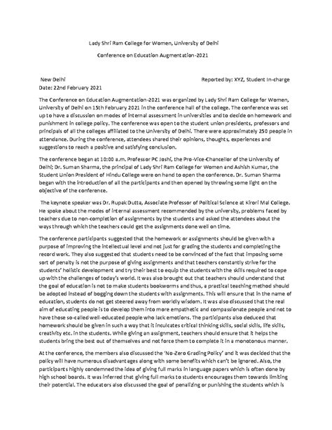 Report Writing - Lady Shri Ram College for Women, University of Delhi ...