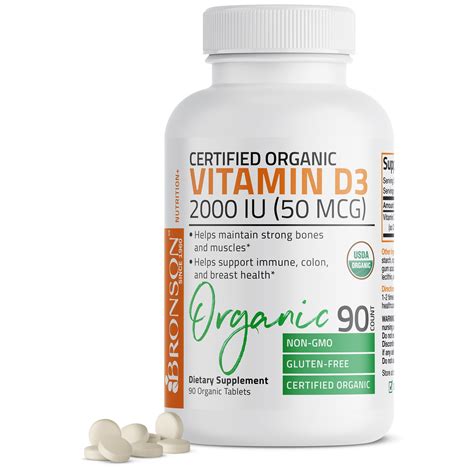 Vitamin D3 USDA Certified Organic - 2,000 IU - 90 Tablets | Vitamins & Supplements | Bronson ...