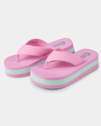 Teen Girls Striped Wedge Flip Flops - MULTI | The Children's Place