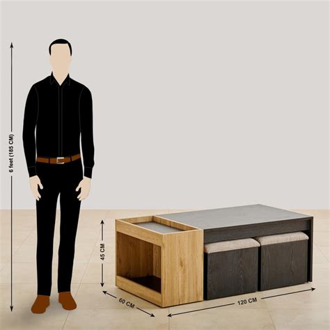 Buy Kiro Coffee Table with Stools - Black and Brown from Home Centre at ...