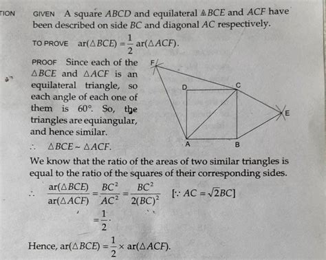 Prove that the area of an equilateral triangle described on 1 side of ...