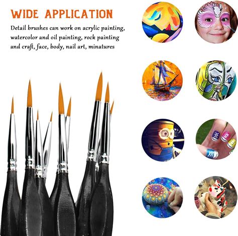 Buy Detail Paint Brush Set, Rock Ninja 9pcs Thin Brushes for Fine ...