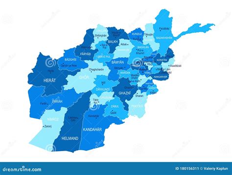 Afghanistan Map. Cities, Regions. Vector Stock Illustration - Illustration of navigational ...